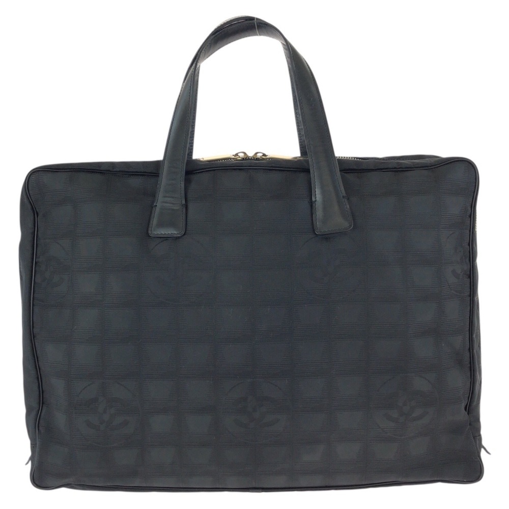 CHANEL New Travel Line Coco Mark Black Nylon Leather Tote Bag Business for Women